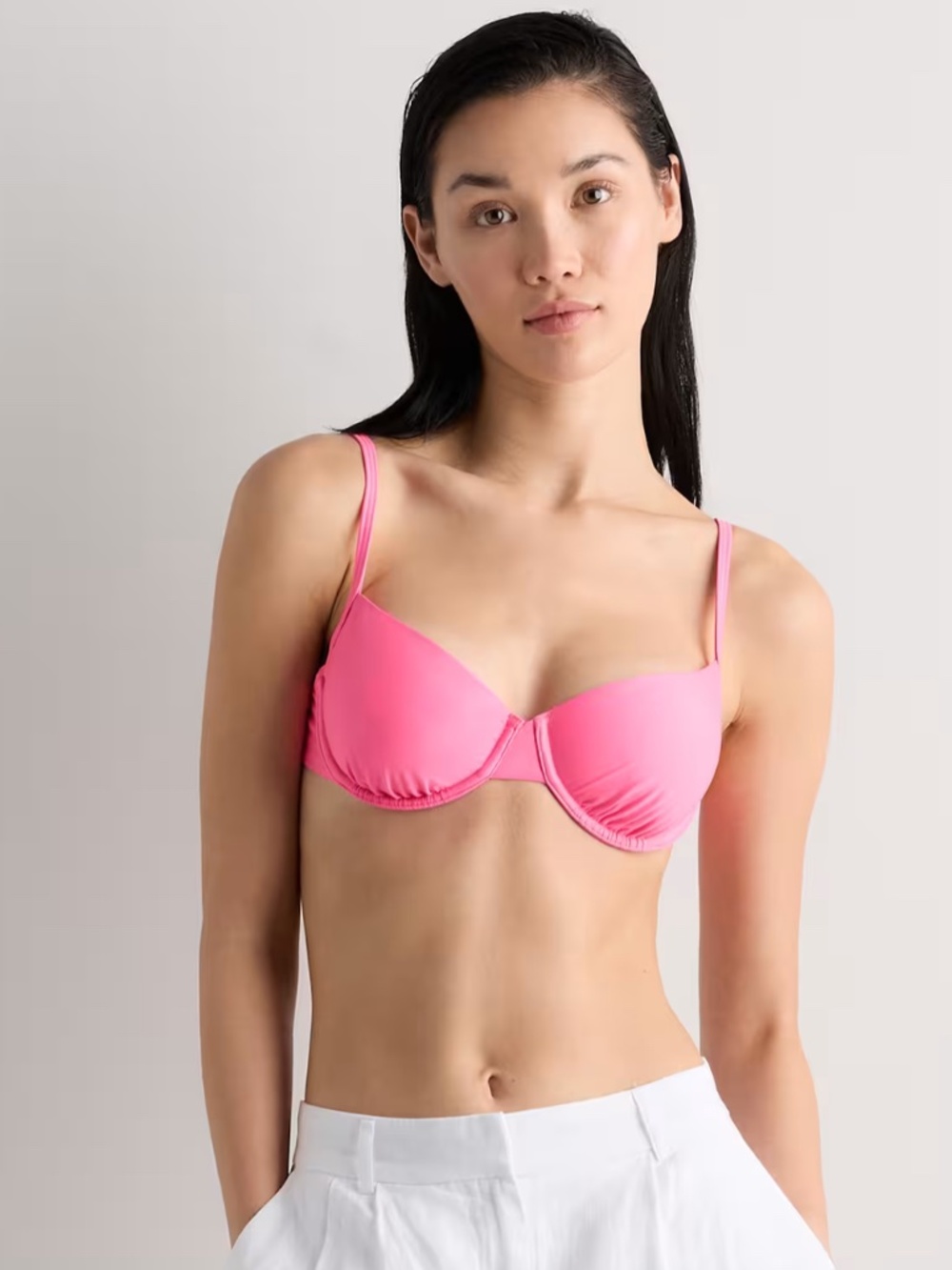 NWT Quince Italian Demi pink bikini top lg